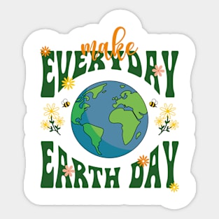 Retro Groovy Make Everyday Earth Day 2024 Cute Save Our Planet Sticker